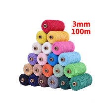 Custom colorful 3mm 100meter Twisted Macrame Cord Natural Cotton Rope